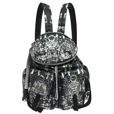 Pre-owned Chanel Astronaut Essentials Sequin Embellished Printed Nylon Navy Nylon Backpack Bag ()
