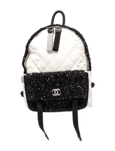 Pre-owned Chanel Astronaut Essentials Tweed Backpack In Black