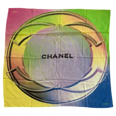 Pre-owned Chanel Authentic Hand Rolled Italian Silk Scarf By  In Brown