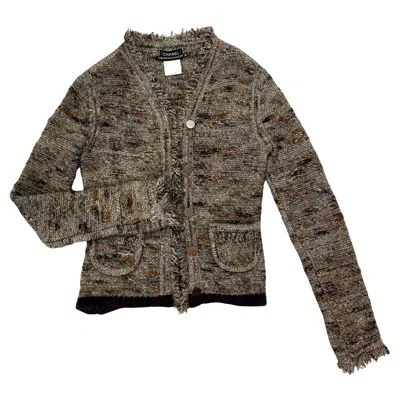 Pre-owned Chanel Aw 1999  Wool-blend Cardigan Grey Brown Fr36 In Gray