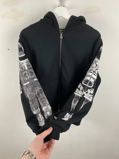 Pre-owned Chanel Aw17 Astronaut Zip Up Jacket Hoodie In Black