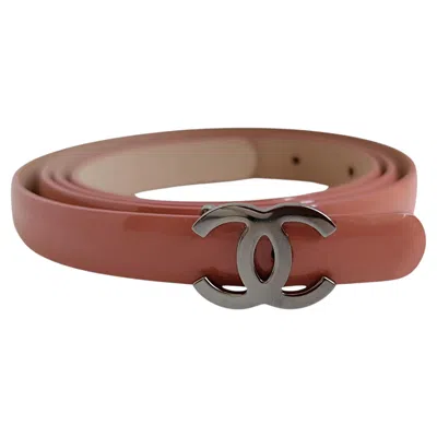 Pre-owned Chanel B12 Karl Lagerfeld 2012 Skinny Belt Patent Leather Sz 110 In Brown