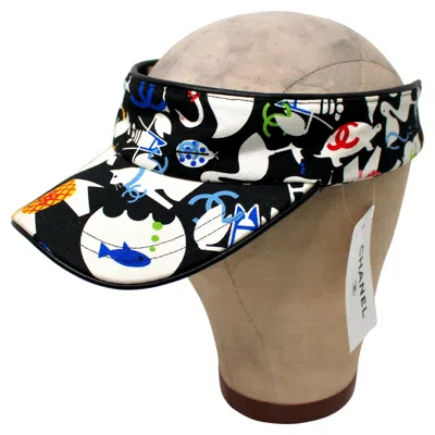 Pre-owned Chanel Baby Animals Cotton Print Sun Visor Hat Circa 2007 In Brown