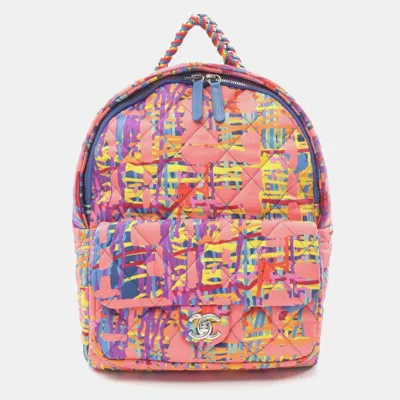 Pre-owned Chanel Backpack Bag Nylon Orange Multicolor