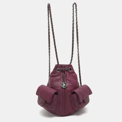 Pre-owned Chanel Backpack Is Back Mini Purple Leather Backpack