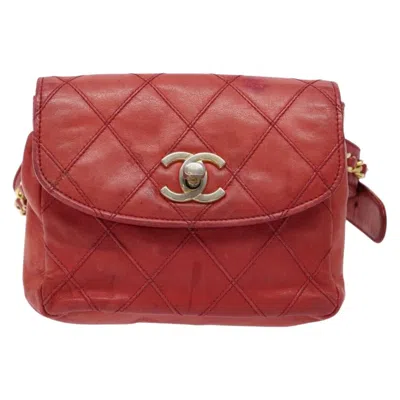 Pre-owned Chanel Bag Belt Leather Clutch Bag () In Red