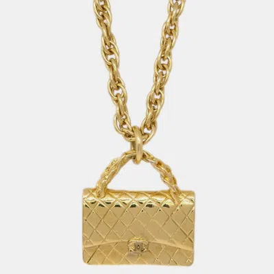 Pre-owned Chanel Bag Chain Pendant Necklace Gold
