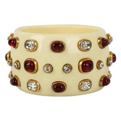 Pre-owned Chanel Bakelite Cuff With Rhinestones And Cabochons, 1985 In Multi