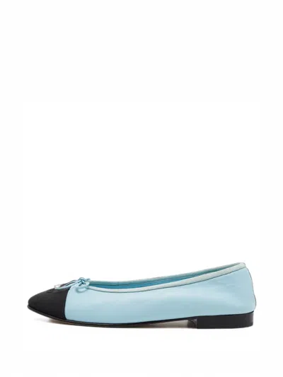Pre-owned Chanel Ballerine Bow-detail Ballet Flats In Blue