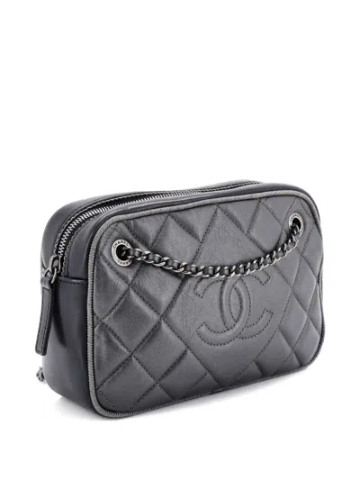 Pre-owned Chanel Ballerine Camera Case Bag Quilted Calfskin Small Crossbody Bag In Gray