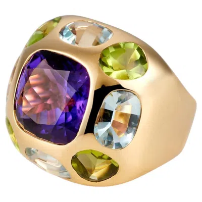 Pre-owned Chanel Baroque Coco Ring In Multi