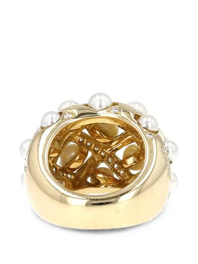 Pre-owned Chanel Baroque Diamond Ring In Gold
