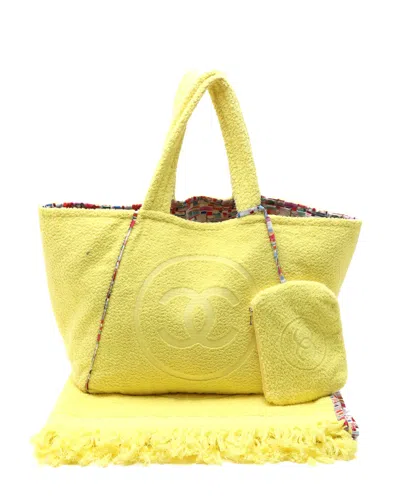 Pre-owned Chanel Beach Towel & Bag Set In Yellow