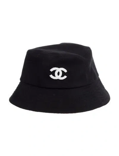 Pre-owned Chanel Beaded Cc Bucket Hat In Black