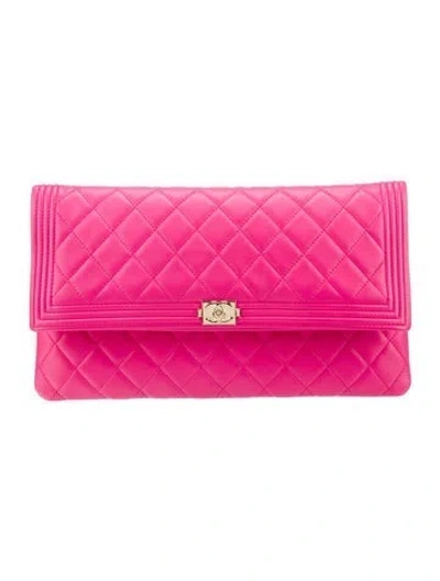 Pre-owned Chanel Beauty Cc Boy Clutch In Pink