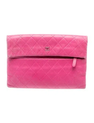 Pre-owned Chanel Beauty Cc Clutch In Pink