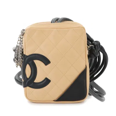 Pre-owned Chanel Beige Black Cambon Ligne Pochette Shoulder Bag ()