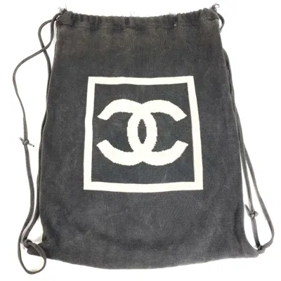 Pre-owned Chanel Beige Black Cotton Backpack () In Beige, Black