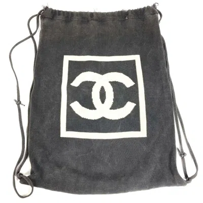 Pre-owned Chanel Beige Black Cotton Backpack () In Beige, Black