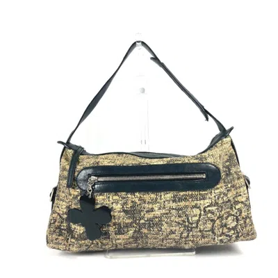 Pre-owned Chanel Beige Black Yellow Canvas Leather Shoulder Bag ()