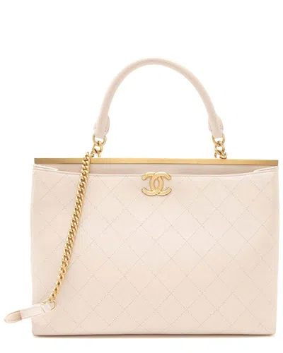 Pre-owned Chanel Beige Calfskin Coco Luxe Large Shopping Tote (authentic Pre-loved)