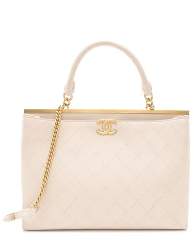 Pre-owned Chanel Beige Calfskin Coco Luxe Large Shopping Tote (authentic Pre-loved)