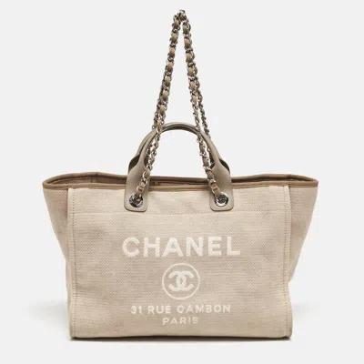 Pre-owned Chanel Beige Canvas Large Deauville Shopper Tote