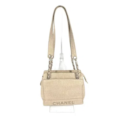 Pre-owned Chanel Beige Canvas Shoulder Bag Tote Bag () In Sand