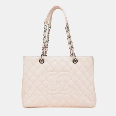 Pre-owned Chanel Beige Caviar Grand Shopping Tote