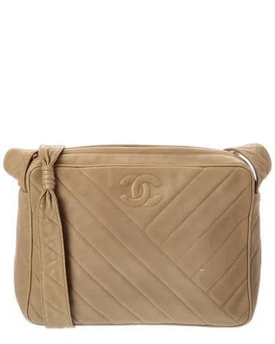 Pre-owned Chanel Beige Caviar Leather Cc Large Camera Bag (authentic Pre-loved)