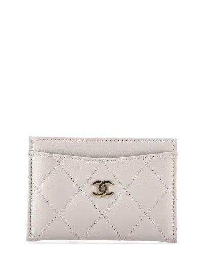 Pre-owned Chanel Beige Caviar Leather Classic Card Holder (authentic Pre-loved)