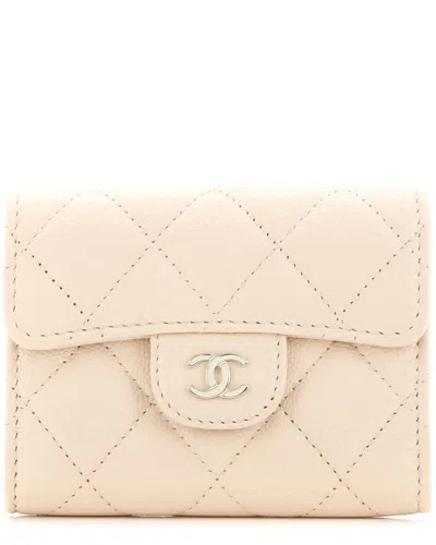 Pre-owned Chanel Beige Caviar Leather Classic Flap Card Case (authentic Pre-loved)
