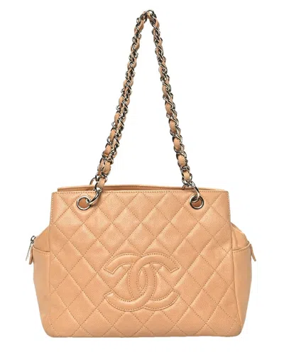 Pre-owned Chanel Beige Caviar Leather Petit Timeless Tote (authentic Pre-loved)