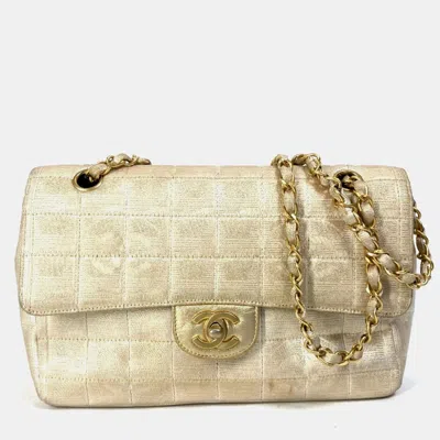 Pre-owned Chanel Beige Cc Mark Double Chain Crossbody Bag