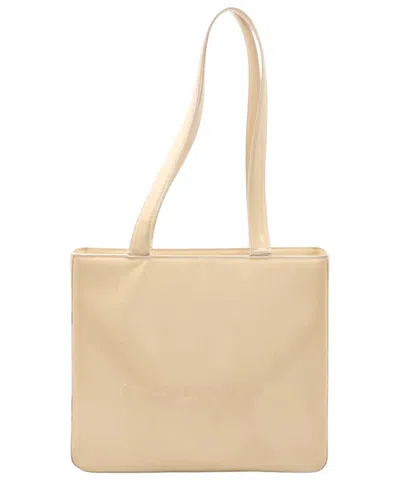 Pre-owned Chanel Beige Enamel Logo Tote (authentic Pre-loved)