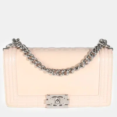 Pre-owned Chanel Beige Glazed Calfskin Old Medium Boy Bag