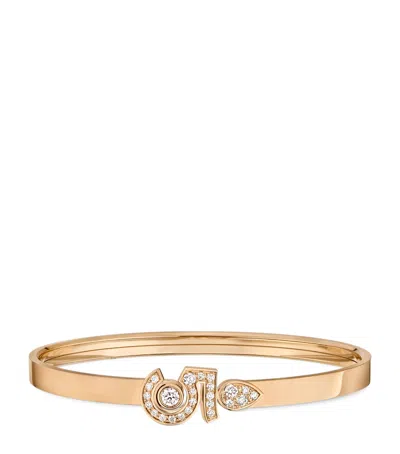Pre-owned Chanel Beige Gold And Diamond Eternal N°5 Bangle In Sand