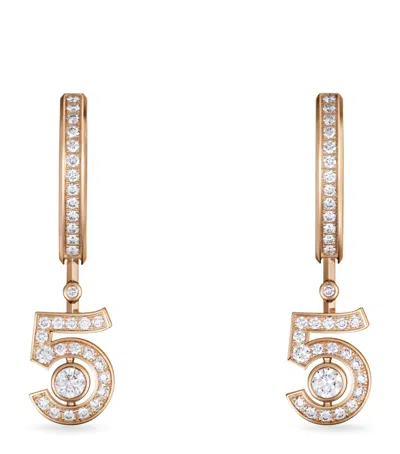 Pre-owned Chanel Beige Gold And Diamond Extrait De N°5 Drop Earrings In Sand