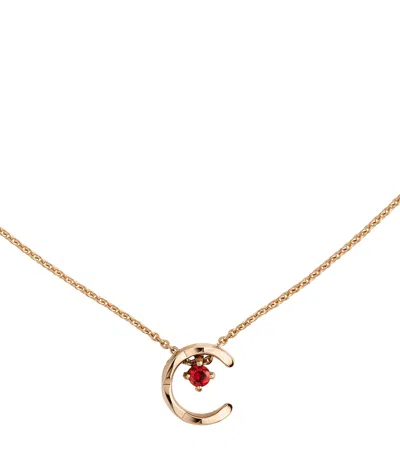Pre-owned Chanel Beige Gold And Ruby Coco Crush Necklace