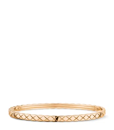 Pre-owned Chanel Beige Gold Coco Crush Bangle In Sand