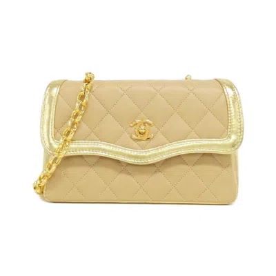 Pre-owned Chanel Beige Gold Leather Shoulder Bag ()