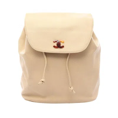 Pre-owned Chanel Beige Grained Calfskin Backpack Handbag ()