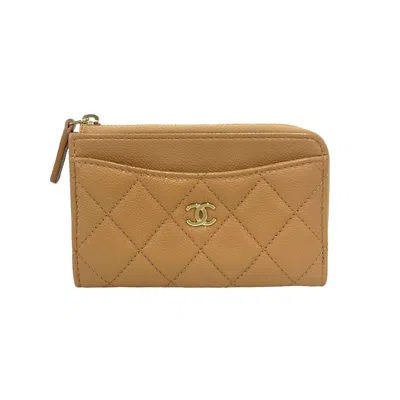 Pre-owned Chanel Beige Grained Calfskin Coin Purse/coin Case ()