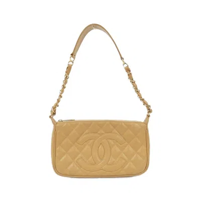 Pre-owned Chanel Beige Grained Calfskin Shoulder Bag ()