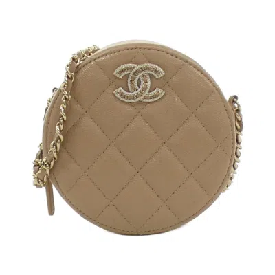 Pre-owned Chanel Beige Grained Calfskin Shoulder Bag ()