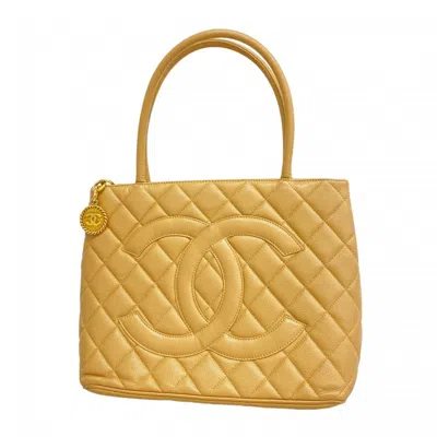 Pre-owned Chanel Beige Grained Calfskin Tote Bag ()