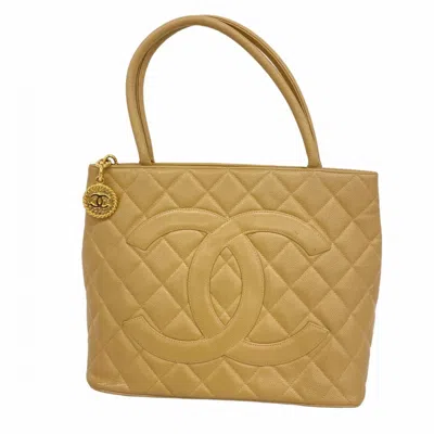 Pre-owned Chanel Beige Grained Calfskin Tote Bag ()