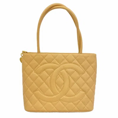 Pre-owned Chanel Beige Grained Calfskin Tote Bag ()
