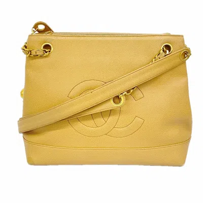 Pre-owned Chanel Beige Grained Calfskin Tote Bag () In Sand