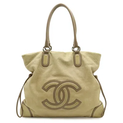 Pre-owned Chanel Beige Grayish Leather Shoulder Bag Tote Bag ()